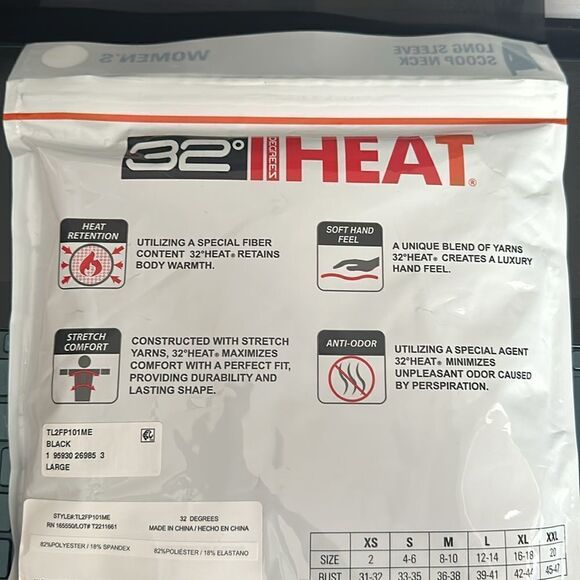 32 Degrees | Long Sleeve Scoop Neck Shirt In Black Size L - Picture 4 of 4